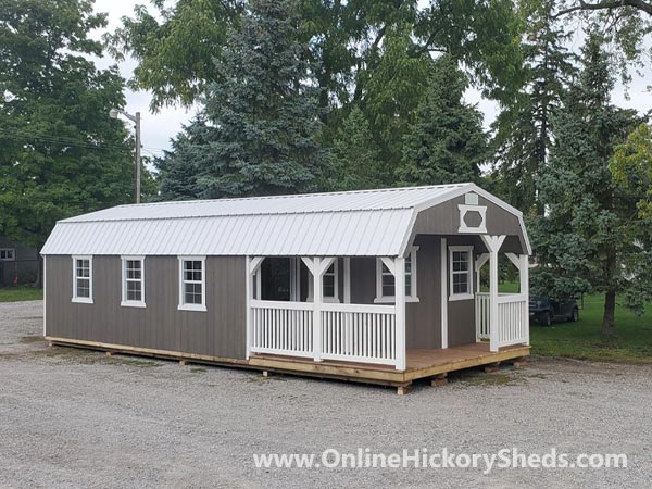 Hickory Sheds Lofted Deluxe Porch with 3 Windows on the Side