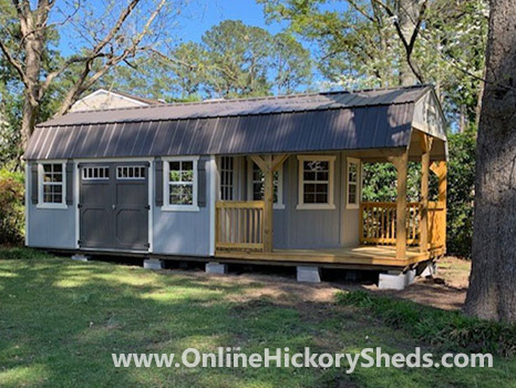 Hickory Sheds Lofted Deluxe Porch with Double Barn Doors on Side