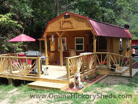 Hickory Sheds Lofted Deluxe Porch with Custom Deck