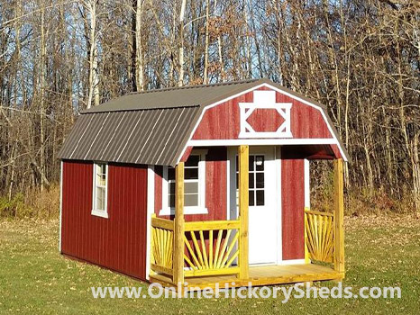 Hickory Sheds Lofted Front Porch with Custom Wood Porch