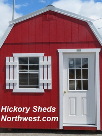 Hickory Sheds Lofted Tiny Room Painted Scarlet Red